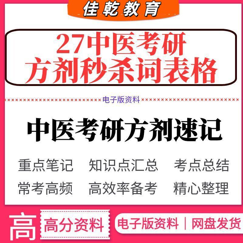 2027年中医考研方剂秒杀