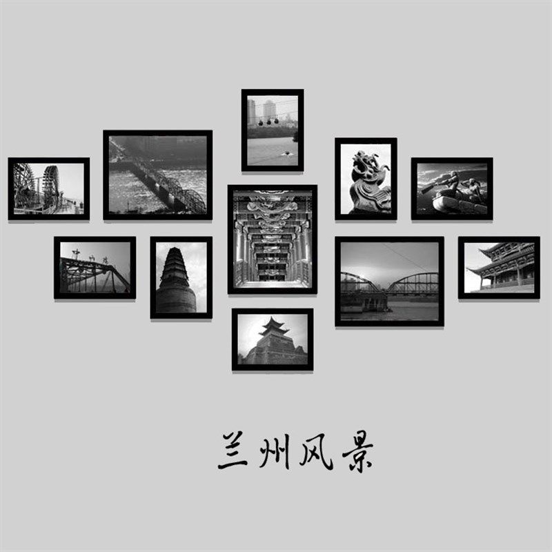 兰州拉面面馆装饰画 面食文化餐厅牛肉面照片墙组合画老照片挂画