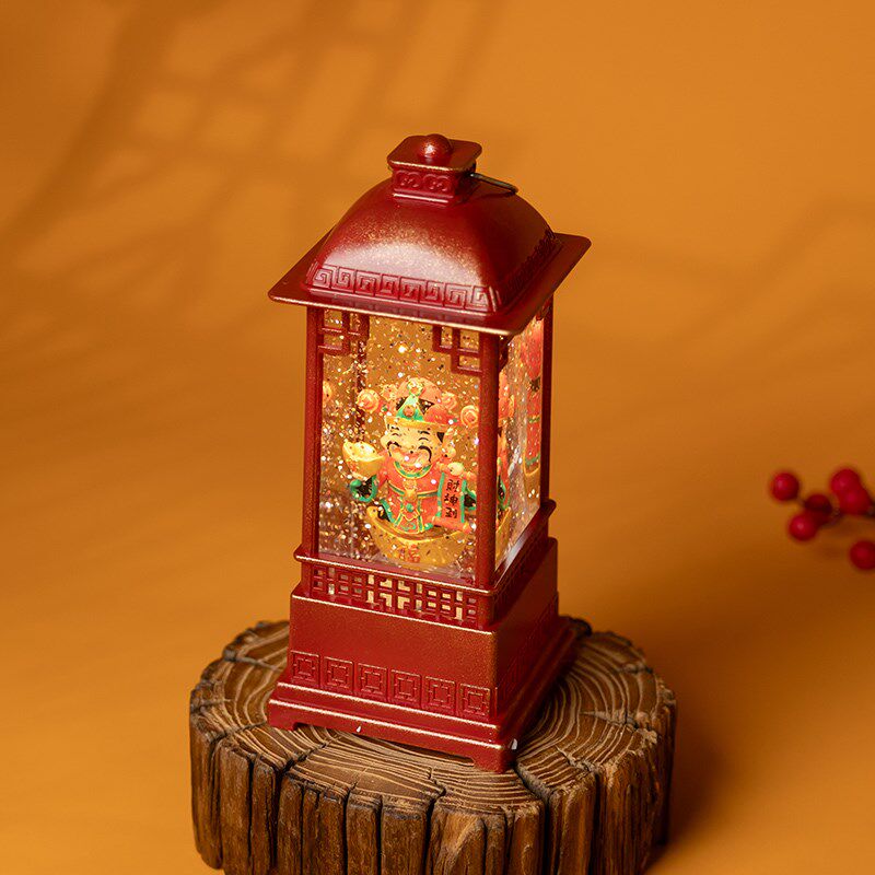 新年财神飘雪花家居装饰品摆件音乐盒八音盒喜庆礼物创意招财风灯