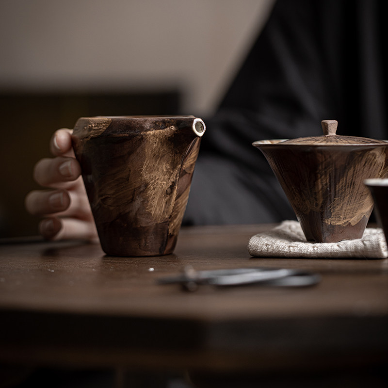 草木祠 日式手工粉引公道杯 陶瓷公杯茶海分茶器匀杯功夫茶具茶杯