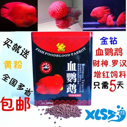 金钻 血红鹦鹉鱼鱼粮 罗汉发财鱼 财神地图鱼食饲料 增红增色包邮