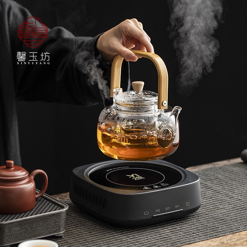 明谷耐高温玻璃煮茶壶带过滤提梁壶家用电陶炉烧水壶围炉煮茶器