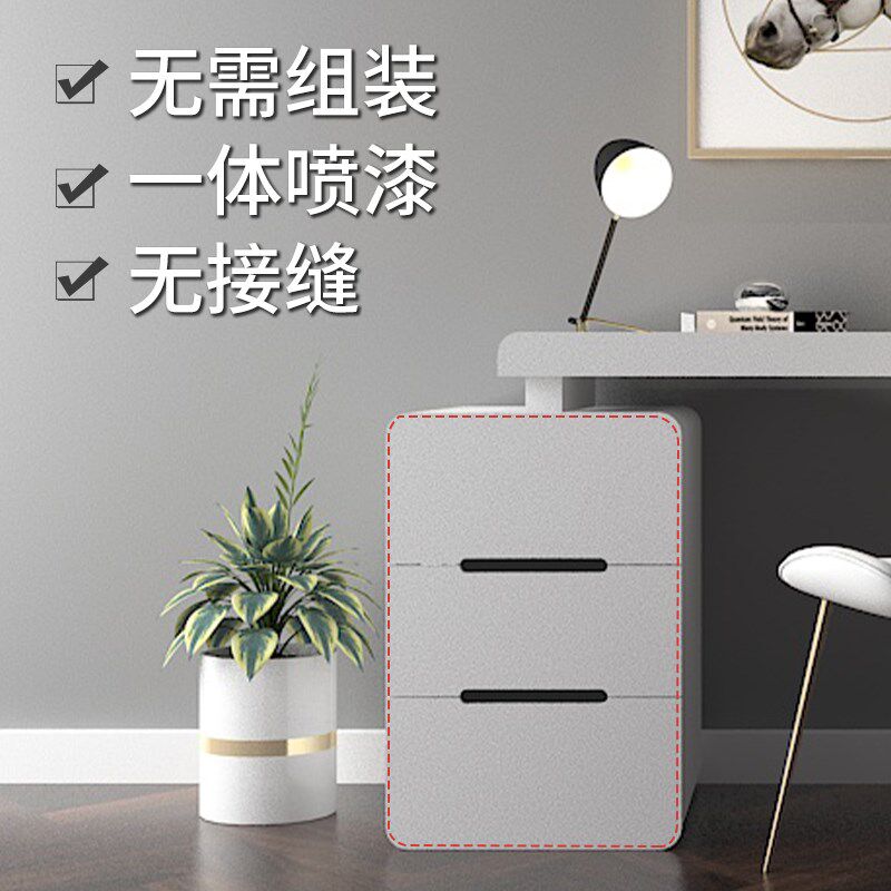雪白色亮光烤漆北欧简约台式家用一体书桌写字台电脑桌可定制尺寸