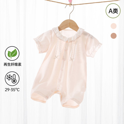 新生儿夏季女宝宝衣服薄款短袖婴儿连体衣公主风外出穿搭时尚