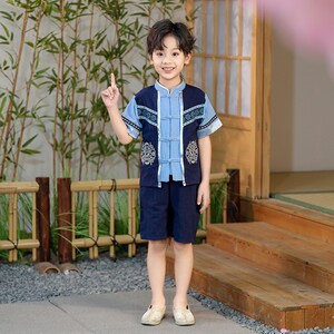 儿童广西三月三少数民族壮族服装夏季短袖薄男童民族衣服女童瑶族