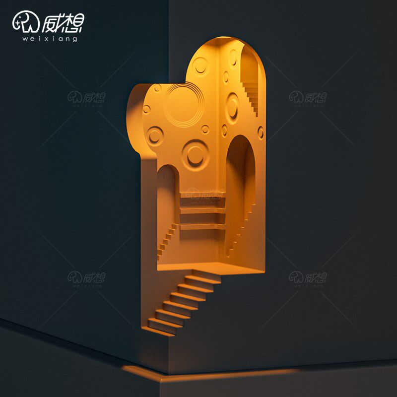 梦想家石膏壁灯嵌入式预埋免布线充电墙角转角感应灯内嵌式壁龛灯