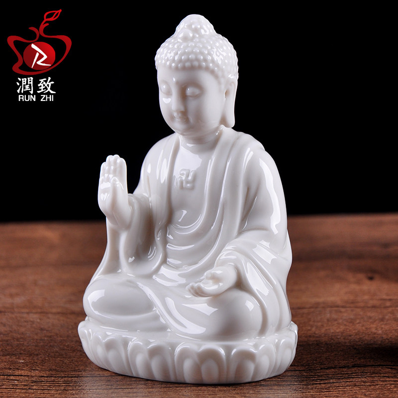 陶瓷阿弥陀佛如来佛像车载汽车内装饰品客厅家居桌面摆件鱼缸造景