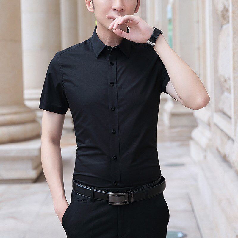 夏装定制酒吧KTV餐厅足浴奶茶店服务员工作服男上班短袖衬衫衬衣