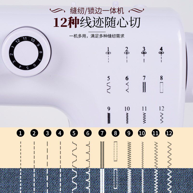 缝纫机家用小型全自动多功能迷你锁边神器吃厚包边电动裁缝机便携