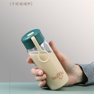 高颜值高硼硅玻璃杯耐高温外带便携细长款带盖单层女小容量水杯子