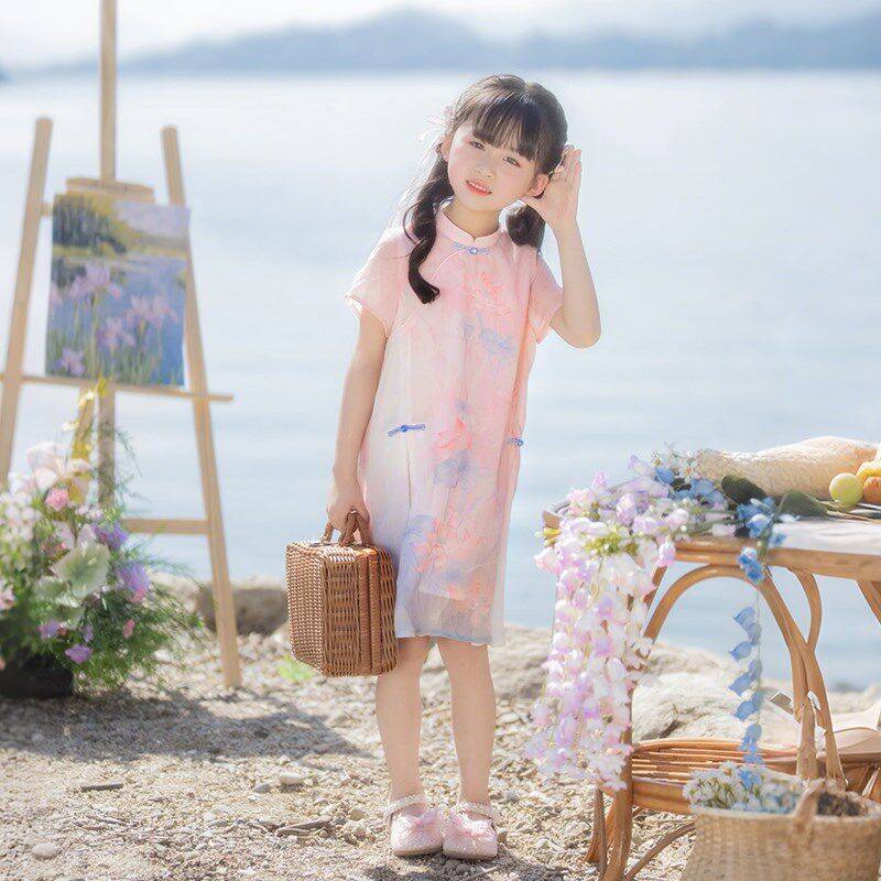 西子问汉服女童夏季2025新款儿童中国风旗袍宝宝新中式民国风古装