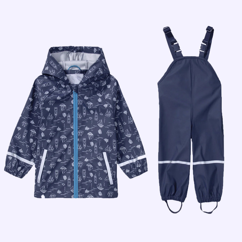 儿童雨衣雨裤分体套装幼儿园效学生男童女童宝宝背带雨裤防水无味