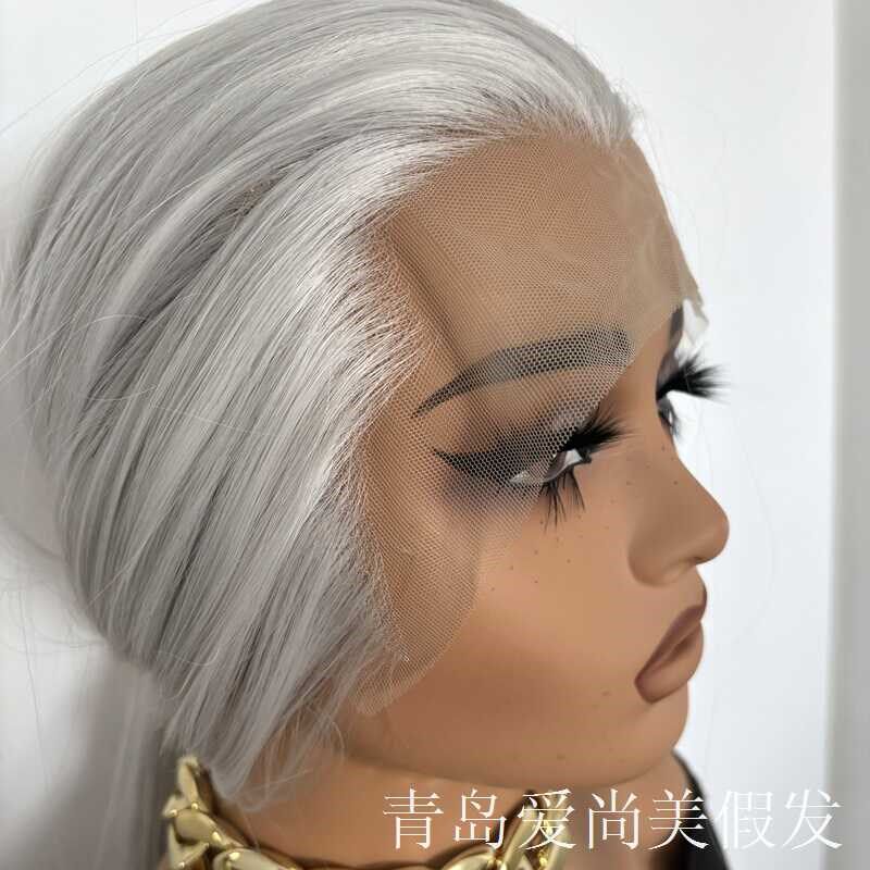 新款银白美人尖化纤前蕾丝假发古装造型汉服演出拍照网红全头套