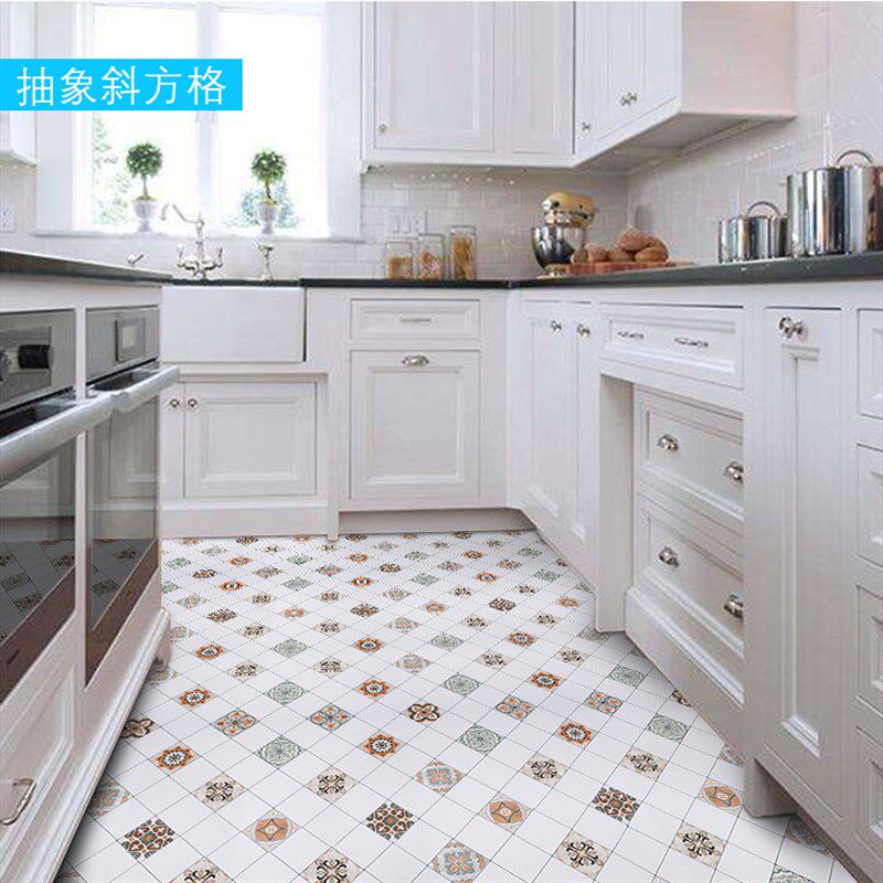 厨房地面贴纸 防水防油自粘卫生间地砖翻新耐磨瓷砖 贴地板防滑