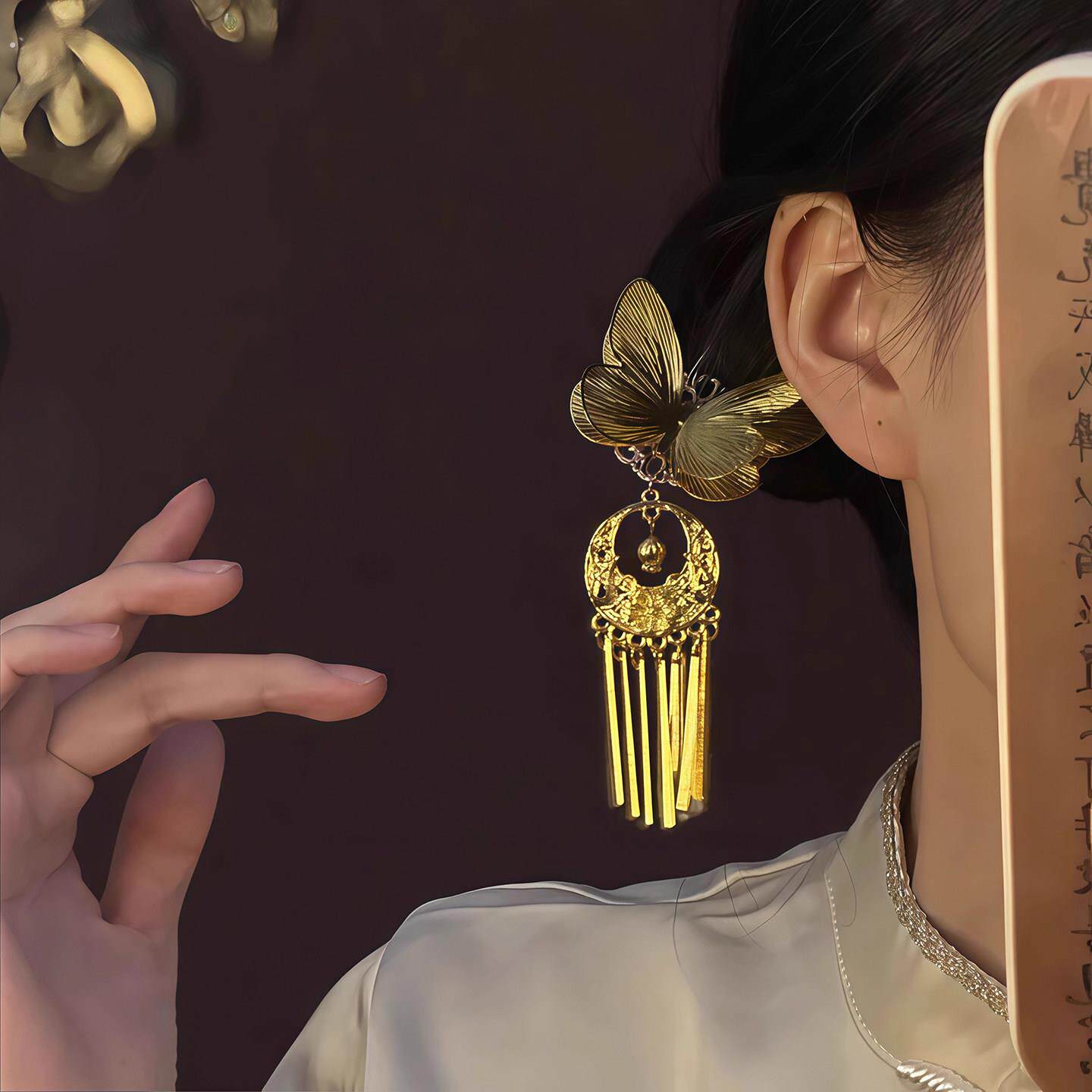 复古镂空蝴蝶流苏发簪女2025新款国风头饰古装汉服发钗簪子发饰品