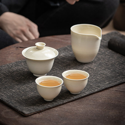 草木灰旅行茶具套装收纳包快客杯一壶三杯仿古盖碗便携式功夫茶具