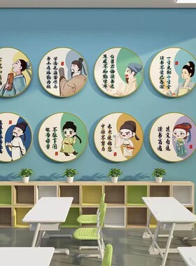 幼儿园教室古风国学诗词布置文化墙面装饰贴纸黑板报开新学期环创