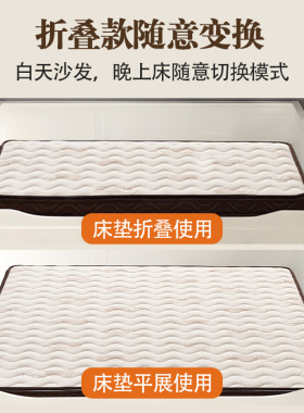 福勒克汉尼斯百灵沙发床垫折叠天然椰棕乳胶坐卧两用1.6*2.0m