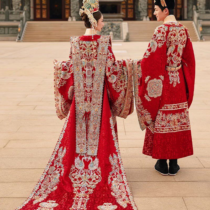 明制汉服婚服2024年新款男女套装凤冠霞帔中式古代结婚礼服马面裙