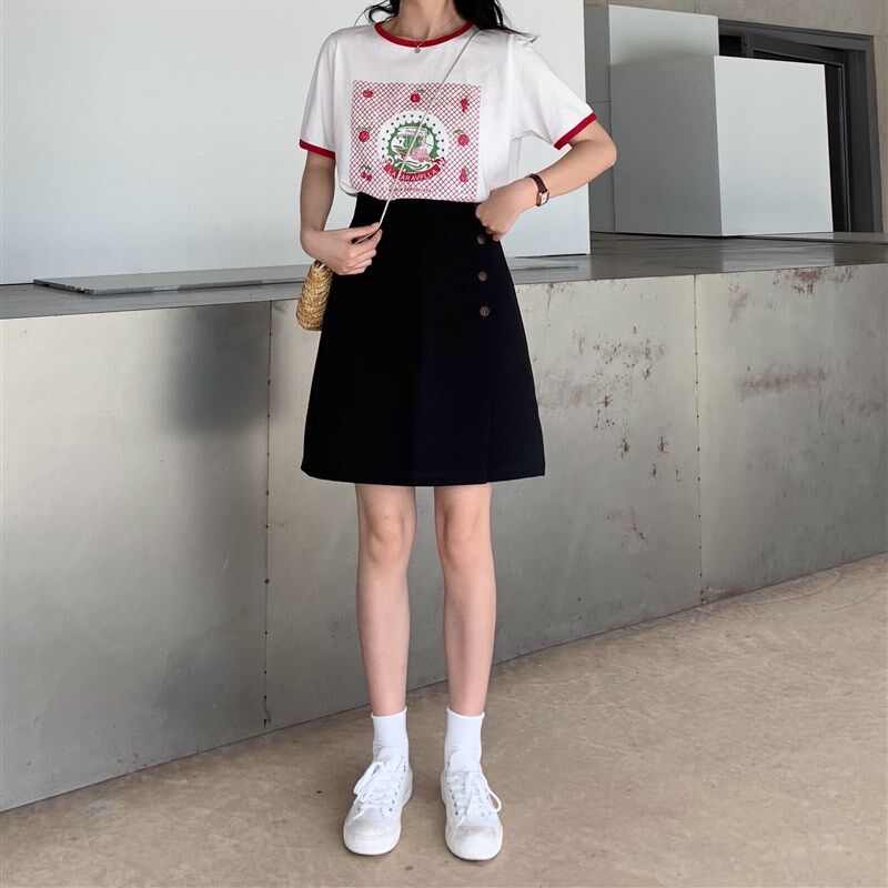 2021新款下身裙高腰中长裙超火的裙子胖MM短裙A字中裙半身裙女夏