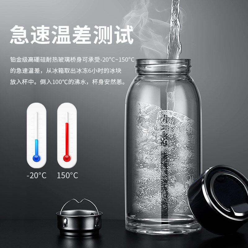 诺岩新款大肚玻璃杯抗摔2025夏季大容量高颜值水杯茶水分离办公杯