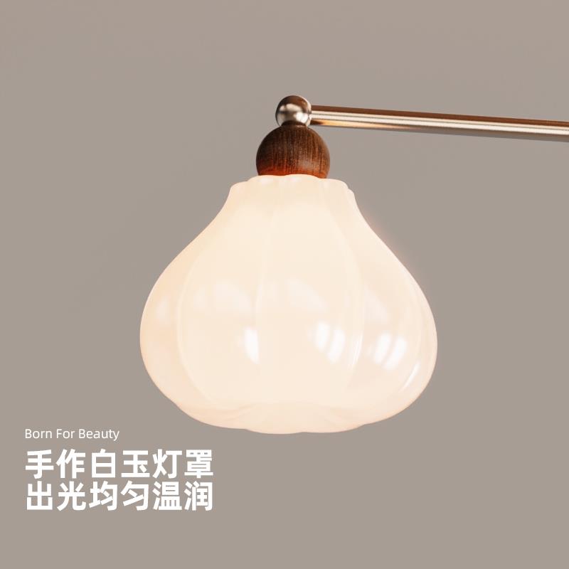 铭琢灯饰中古风3头餐厅吊灯复古高级感全光谱长条餐桌圆桌护眼灯