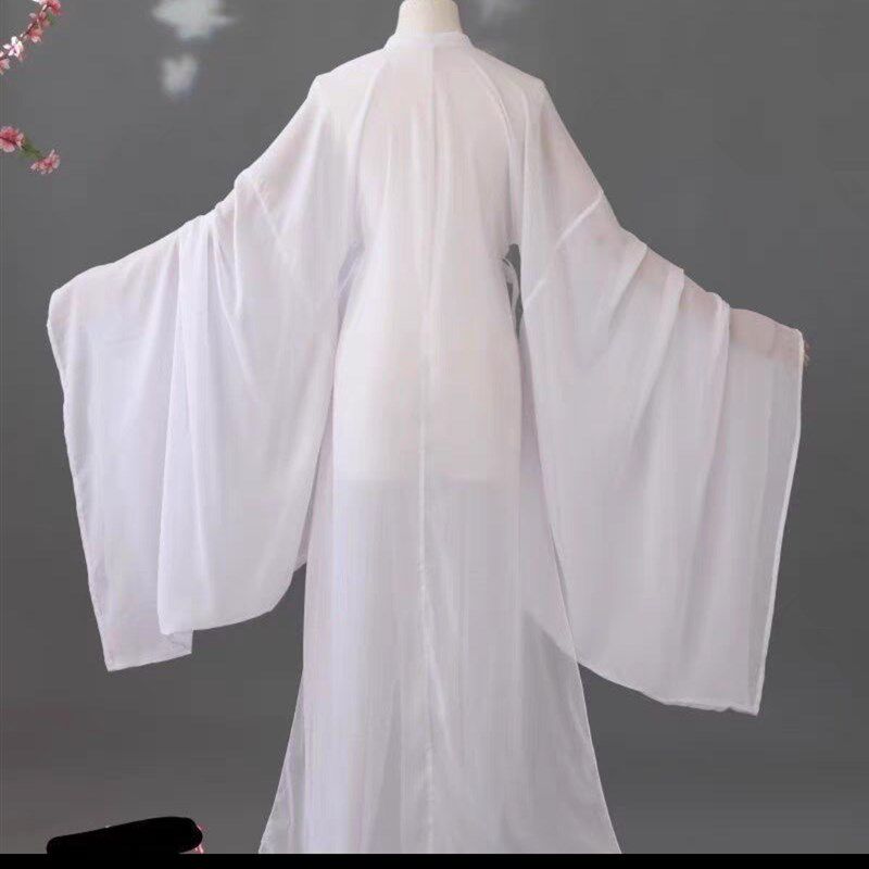 新款古风白色男女装中衣内搭配道袍直裾百搭单件汉服大袖交领里衣