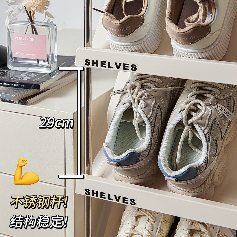 鞋架家用门口多层收纳塑料简易室内落地省空间鞋架窄门后斜放鞋柜