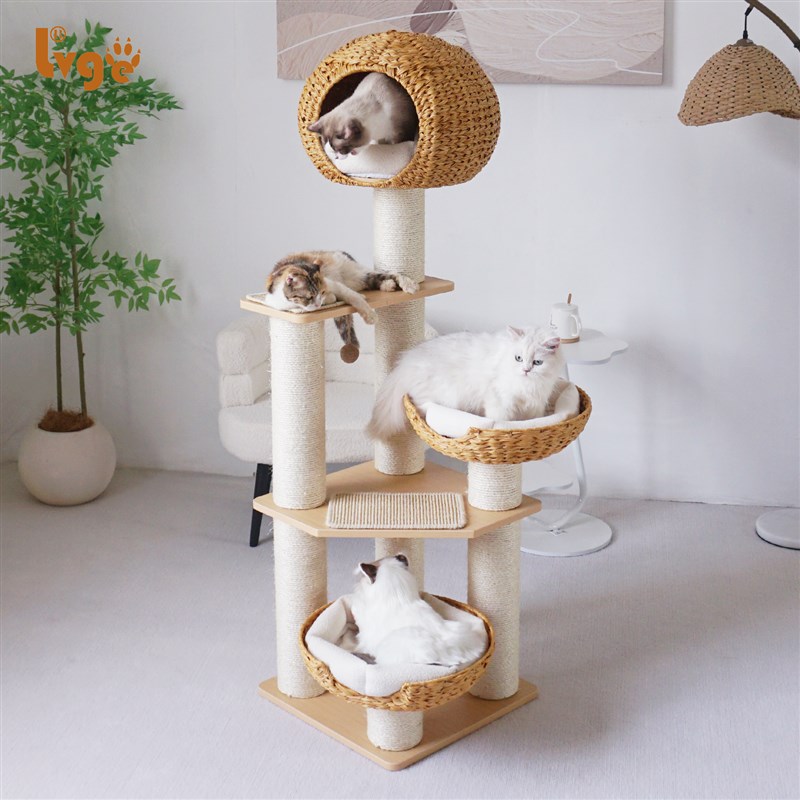 绿歌藤编猫爬架粗柱子多省包邮猫树猫窝猫抓板猫跳台剑麻猫别墅