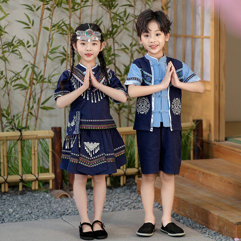 少数民族服装儿童广西壮族合唱六一演出服男女童苗族布依族表演服