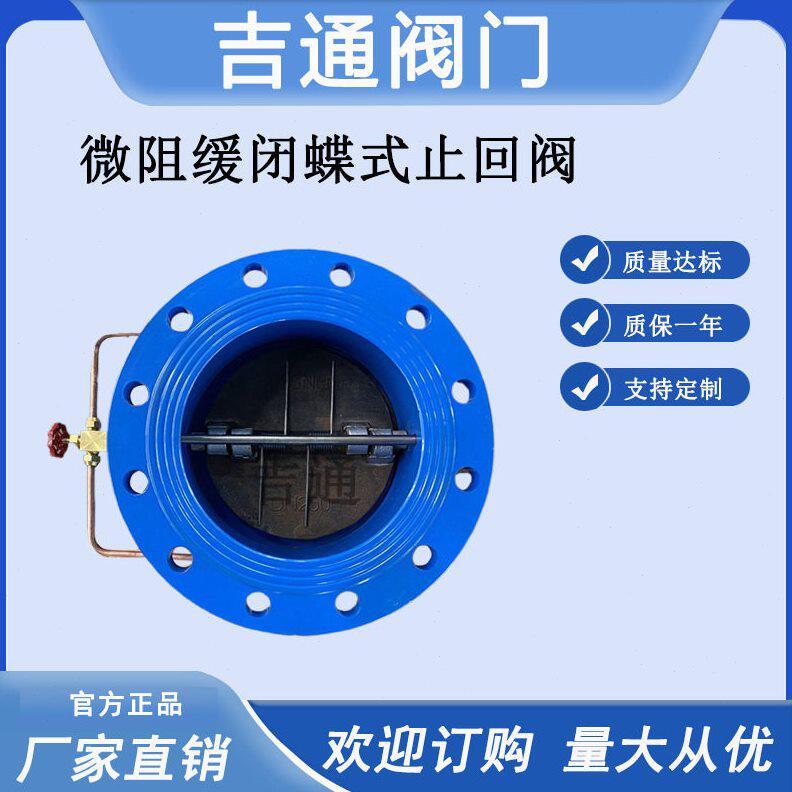 甄选蝶式微阻缓闭止回阀铸铁法兰向逆止阀HH48X蝶式微阻缓闭止回