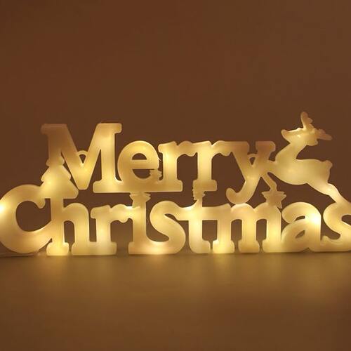 甄选2024跨境圣诞节装饰物品圣诞花环配件Merry christmas立体字