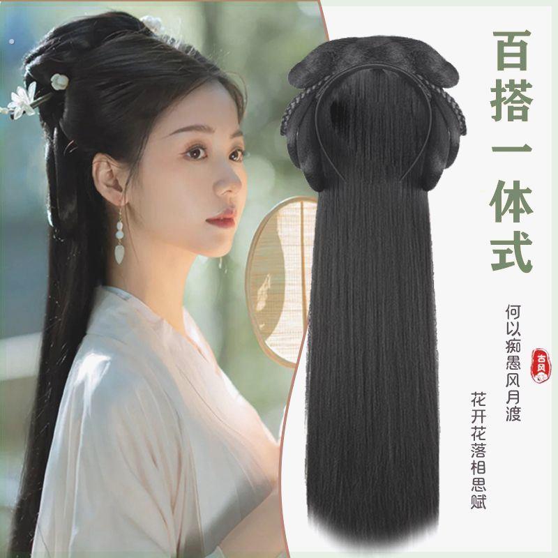 汉服假发一体式全套头饰汉服头饰古装假发一体式懒人发箍全套发饰