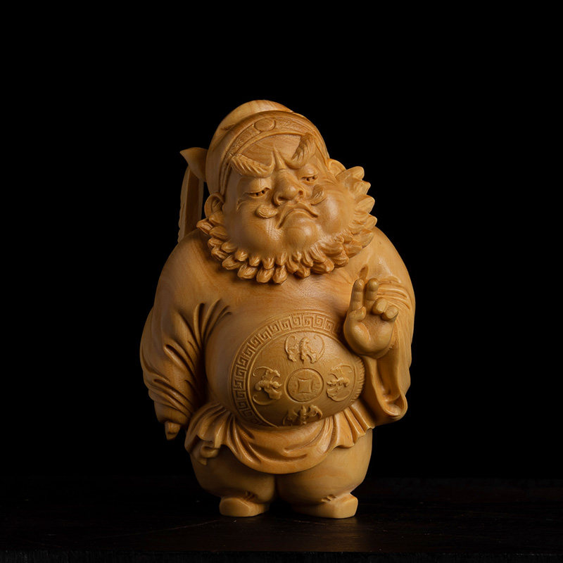 木雕精品人物手把件雕神工艺品天师钟馗像挂件黄摆木客厅门刻杨件