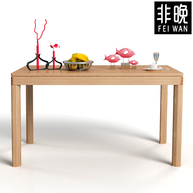 白橡木餐木纯全实桌简欧餐桌北约现代吃饭桌子原木色工作台木蜡油