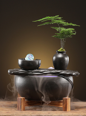 新意式循环水生中创财水晶球招财摆件鱼缸小型家用桌面乔迁送礼品