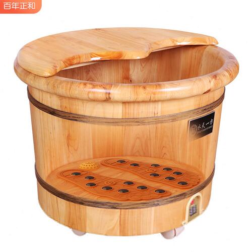 甄选2TCU恒温电加热泡脚桶木质过小腿足浴桶洗脚盆家用全自动保温