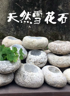 2件9折天水石头花盆原生态花盆烟灰缸雪花石花插菖蒲然培铜钱草盆