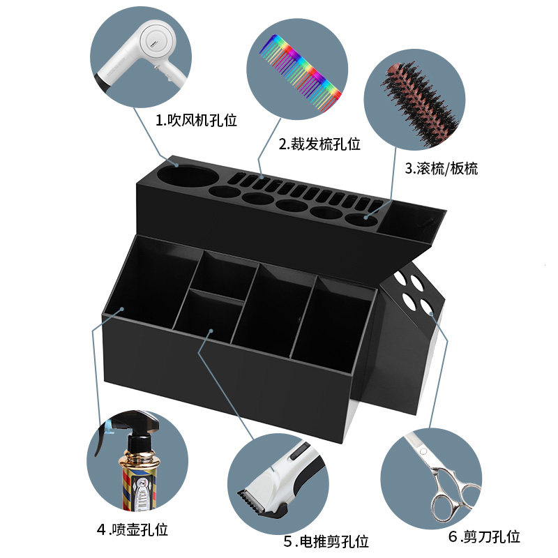发型师剪刀插座盒理发店美发用品大全高档防滑收纳桌面整理工具架