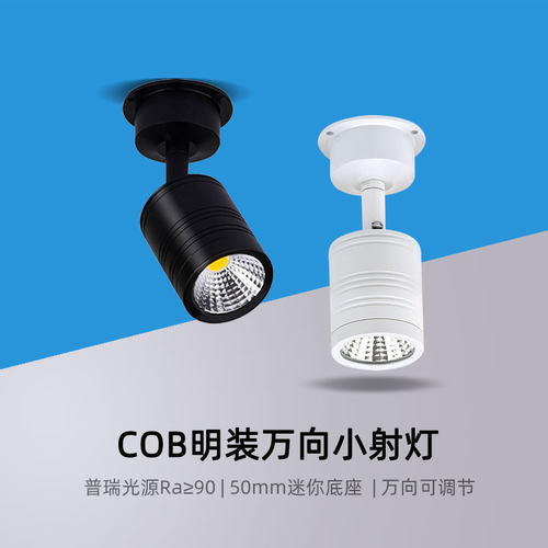 明装射灯万向可调角3W玄关装饰壁画灯吸顶式迷你聚光背景墙小射灯