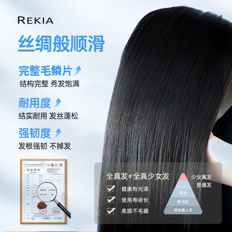 瑞家假发全头套女真人发丝短发假发日常假发卷发斜刘海波波S卷