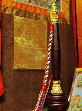 格萨尔王权杖底木底座木头.座高约11实5cm