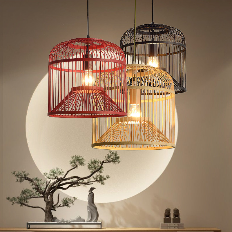 鸟笼吊灯中国风新中式禅意茶室民宿装饰复古火锅店餐厅竹艺竹编灯
