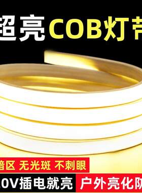 郑州LED灯带高压220v防水自粘cob高亮线条灯无主灯专用室内外可用