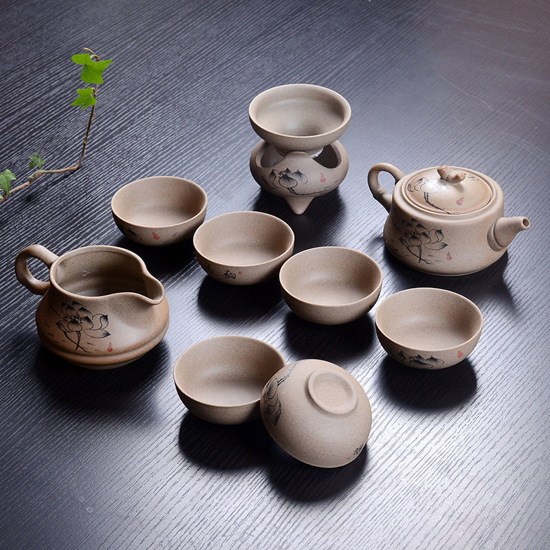 陶瓷泡茶壶茶杯日式粗陶功夫茶具套装现办公家用整套礼盒包邮中式