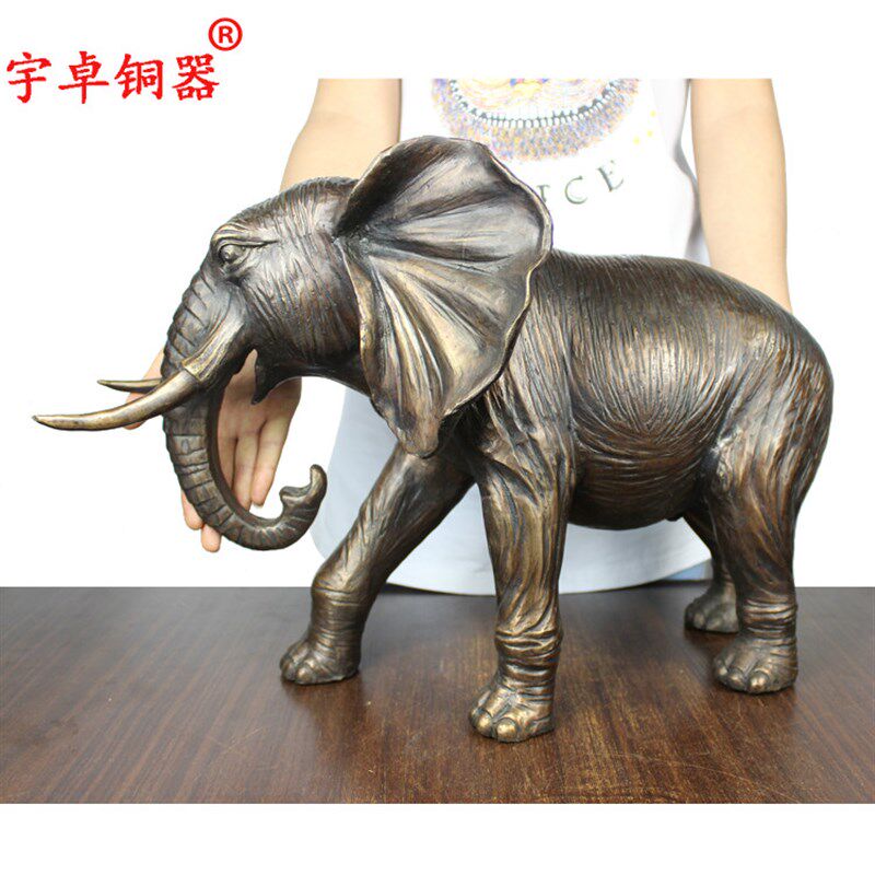 宇卓铜器铜树皮大象工艺品摆件 纯铜象黄铜象黄铜大象
