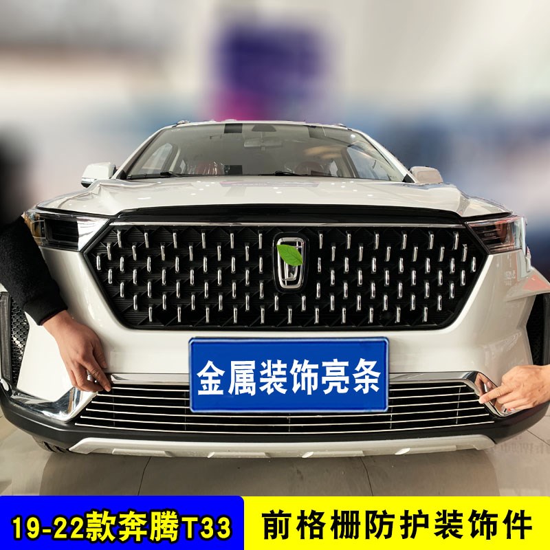 2019-22款奔腾T99/T33中网专用装饰亮条前杠格栅改装防虫防絮配件