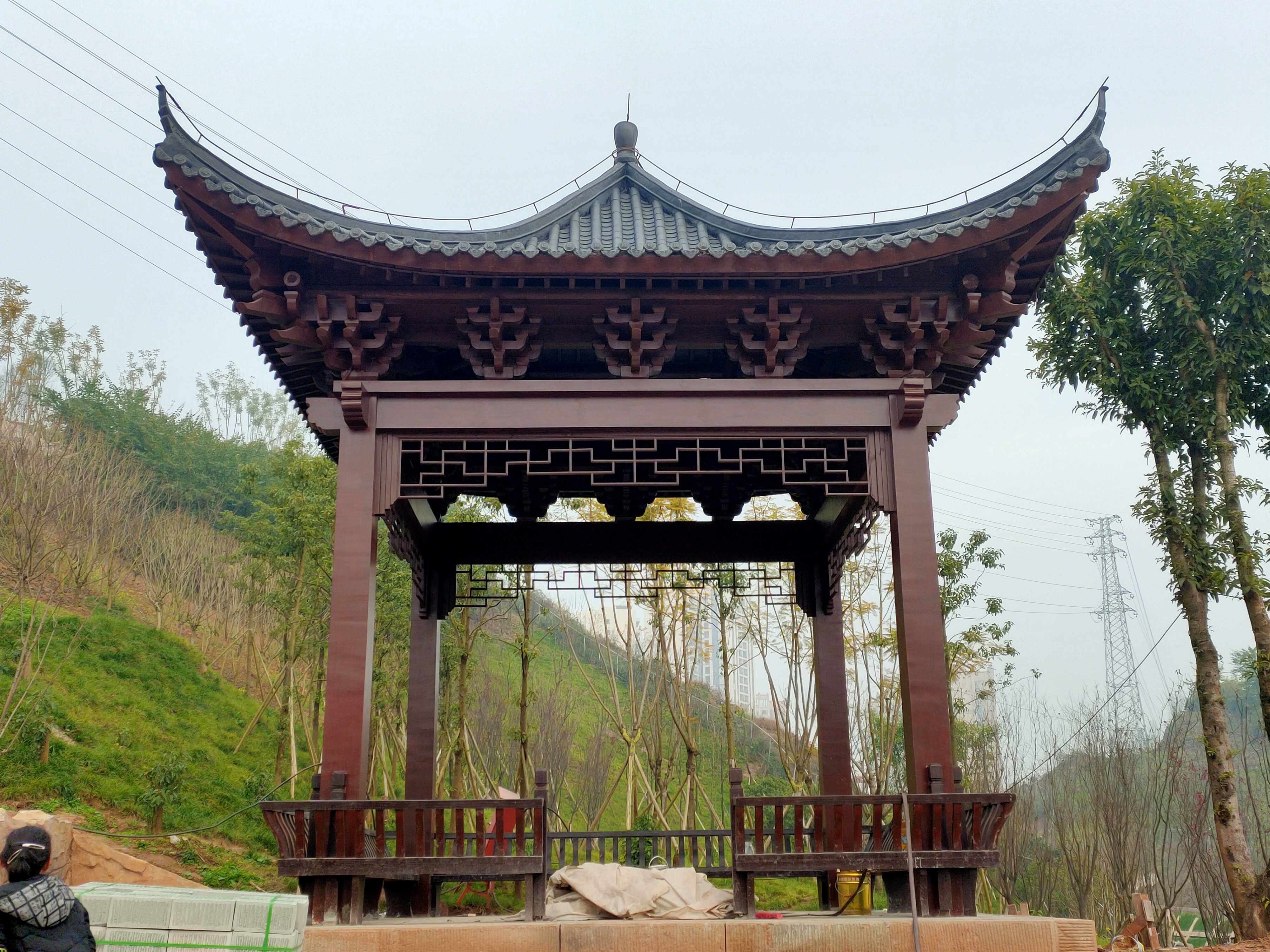 重庆防腐木 芬兰木 碳化木 菠萝格凉亭