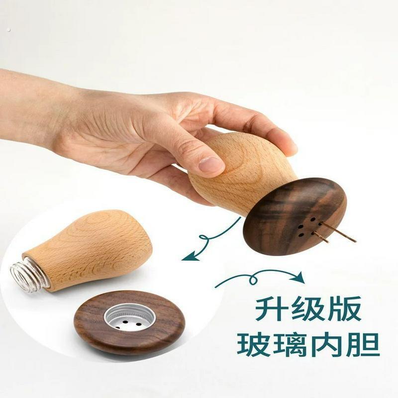 蘑菇牙签筒升级版黑胡桃木质牙签筒创意桌面小摆件民宿用品收纳罐