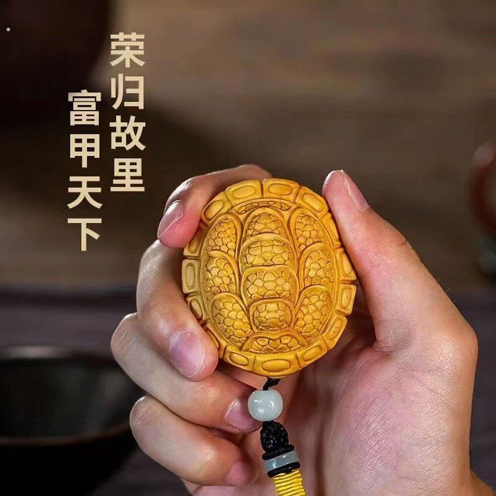 富甲天下龟壳崖柏木雕木质龙龟手把件男士随身把玩摆件工艺品挂件
